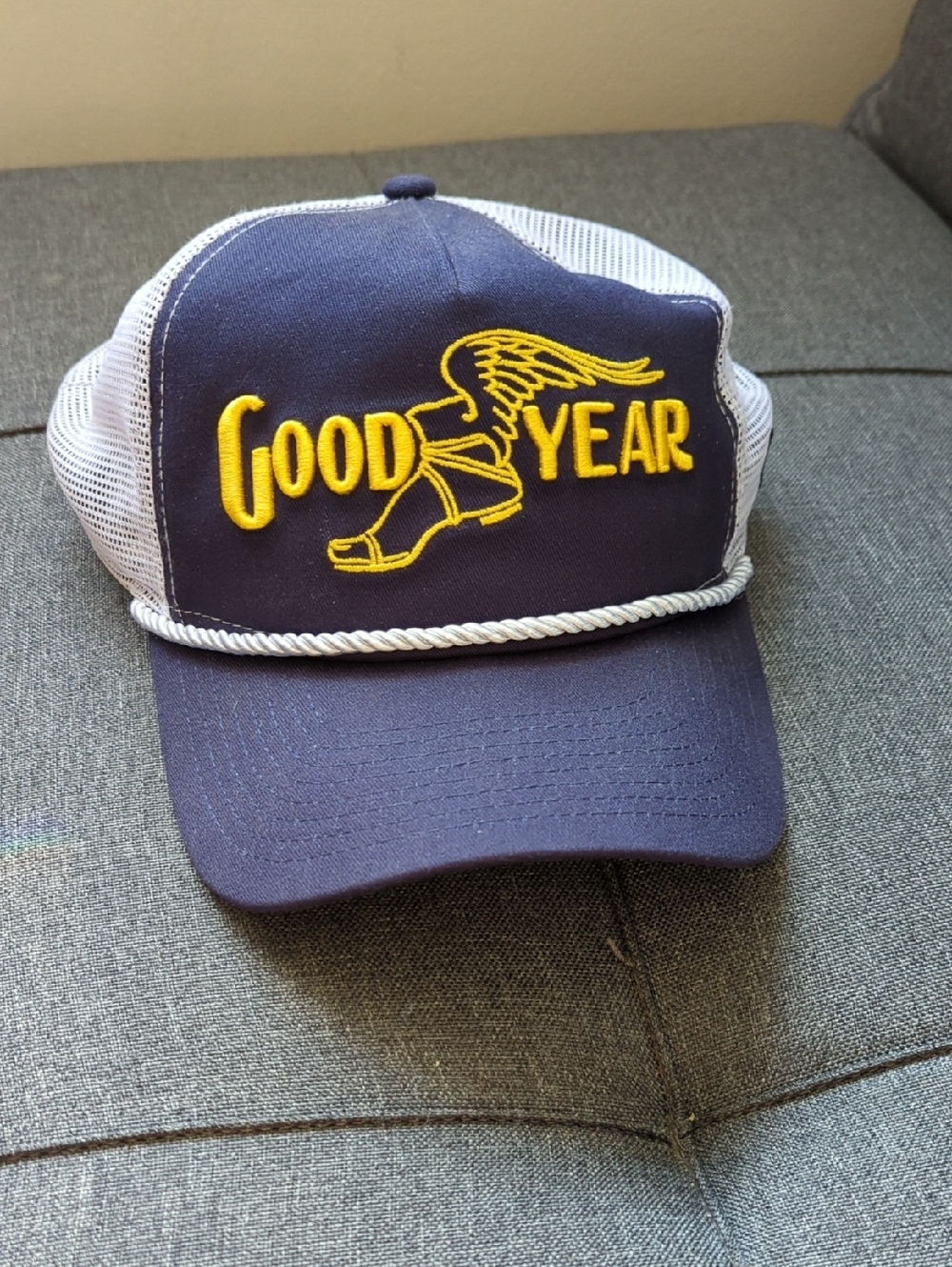 New Era Goodyear Navy Golf Trucker Hat